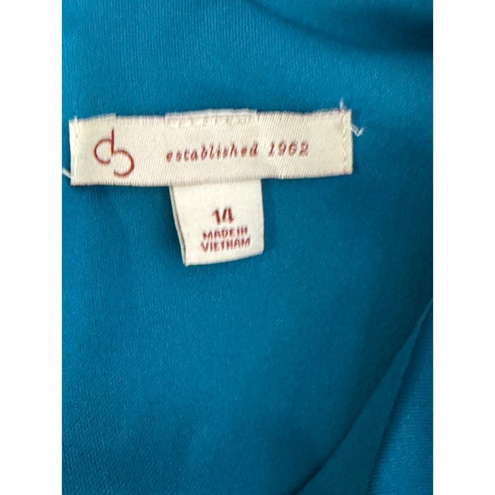 CB Established 1962 Dress Size 14 Blue Black Print V Neck Career Dress 🩵🖤🩵 - Picture 7 of 8